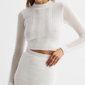 Reiss Judy Crochet Jumper Sweater White Size Large